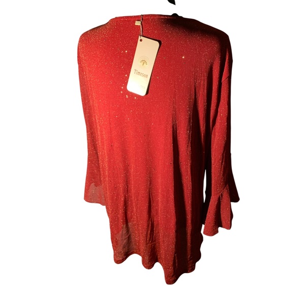 Elegant Red and Gold Women's Top (item#r110) - Picture 3 of 5